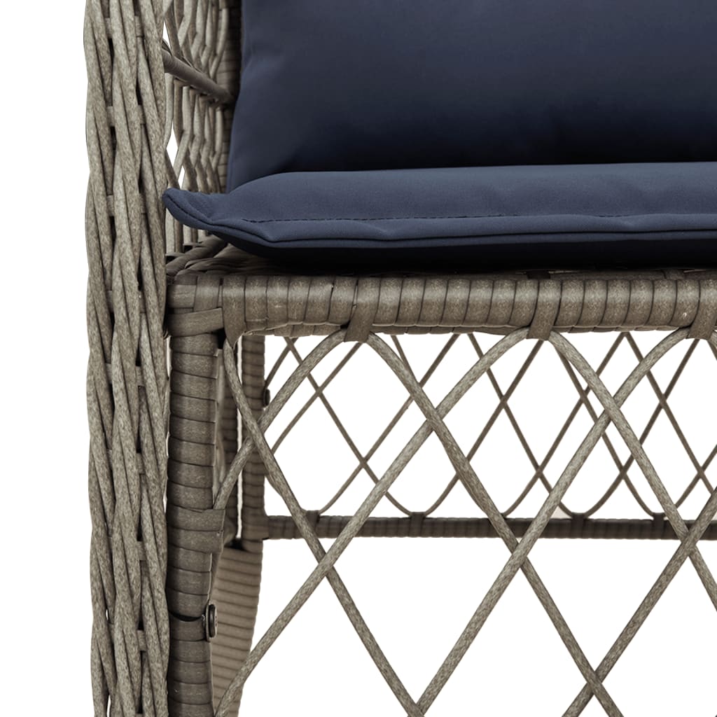 5 Piece Garden Dining Set with Cushions Grey Poly Rattan (US only)