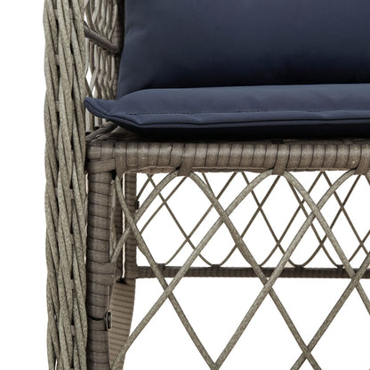 5 Piece Garden Dining Set with Cushions Grey Poly Rattan (US only)