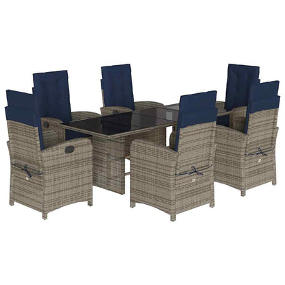 7 Piece Garden Dining Set with Cushions Grey Poly Rattan (US only)