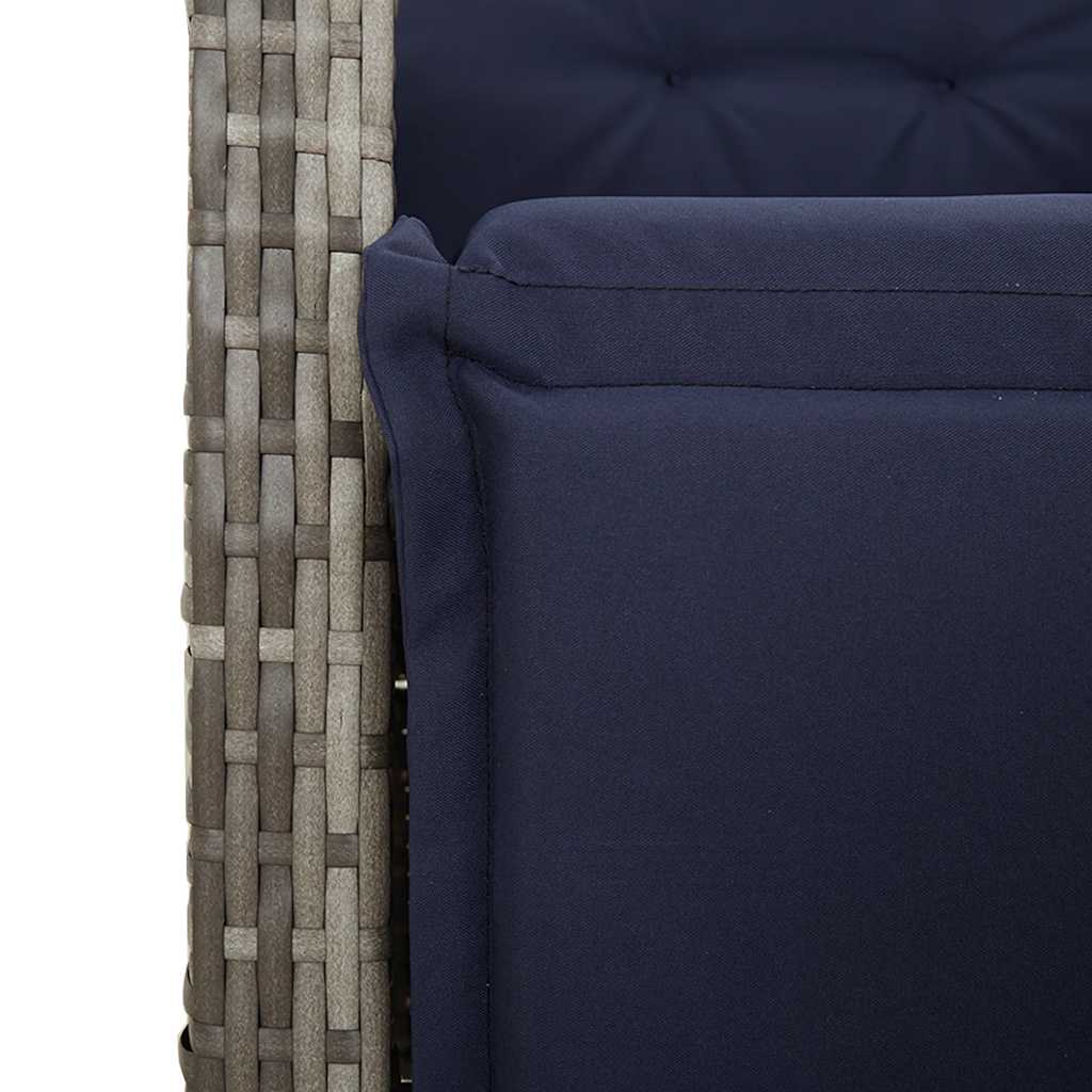 7 Piece Garden Dining Set with Cushions Grey Poly Rattan (US only)