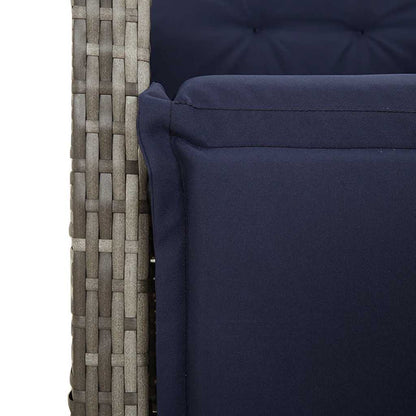 7 Piece Garden Dining Set with Cushions Grey Poly Rattan (US only)