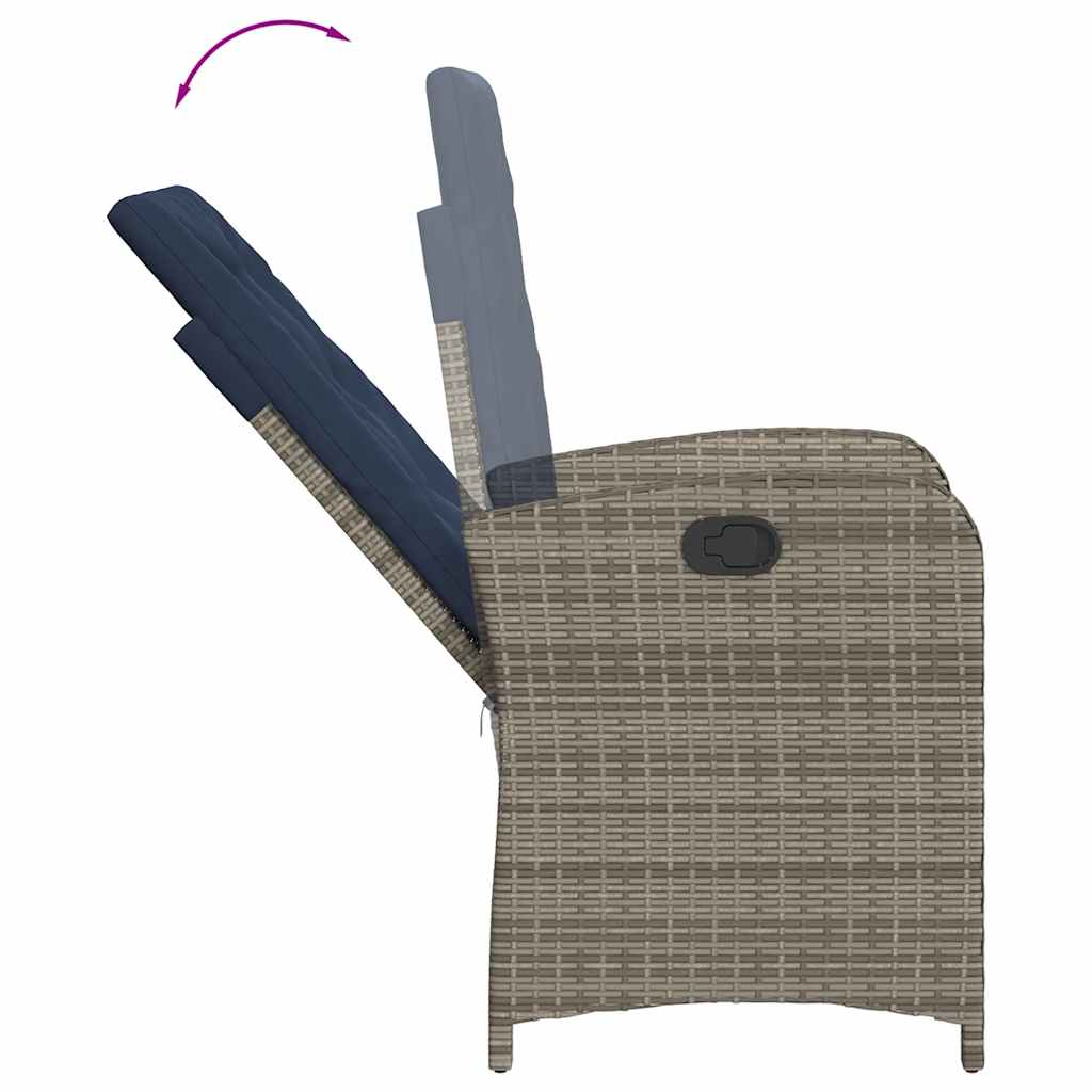 5 Piece Garden Dining Set with Cushions Grey Poly Rattan (US only)