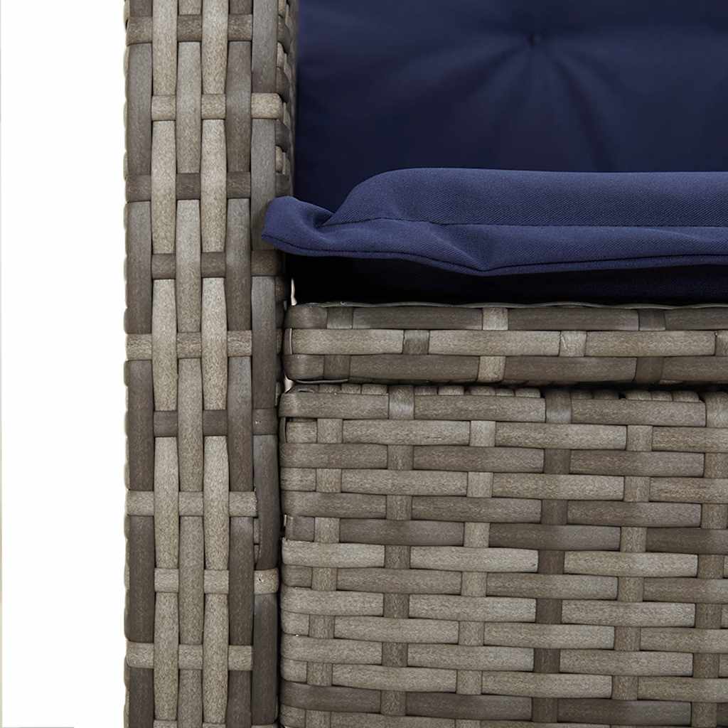 9 Piece Garden Dining Set with Cushions Grey Poly Rattan (US only)