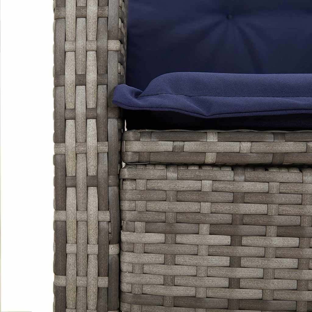 9 Piece Garden Dining Set with Cushions Grey Poly Rattan (US only)