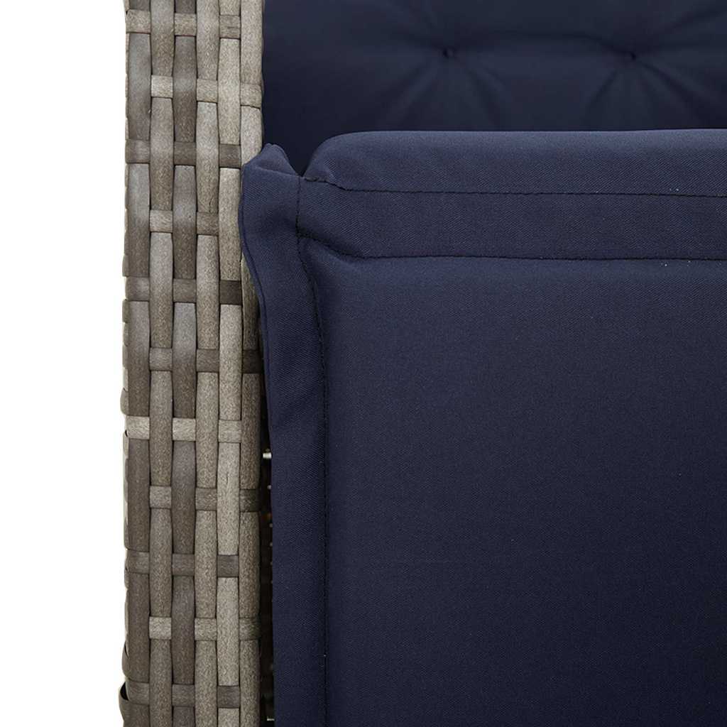 9 Piece Garden Dining Set with Cushions Grey Poly Rattan (US only)