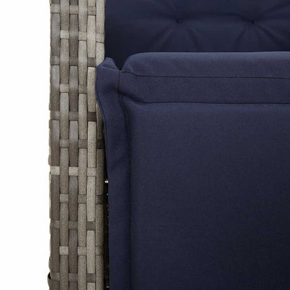 7 Piece Garden Dining Set with Cushions Grey Poly Rattan (US only)