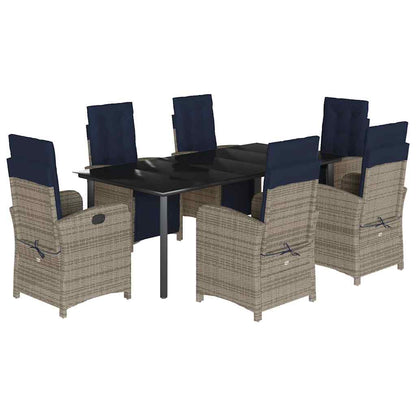 7 Piece Garden Dining Set with Cushions Grey Poly Rattan (US only)