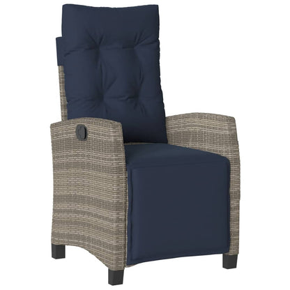5 Piece Garden Dining Set with Cushions Grey Poly Rattan (US only)