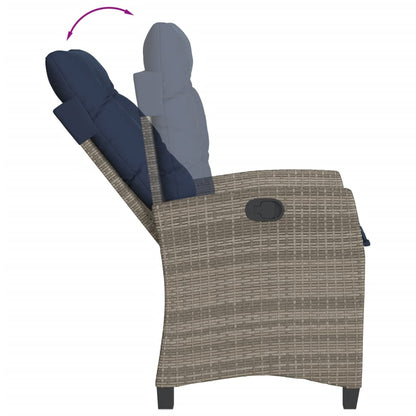 5 Piece Garden Dining Set with Cushions Grey Poly Rattan (US only)