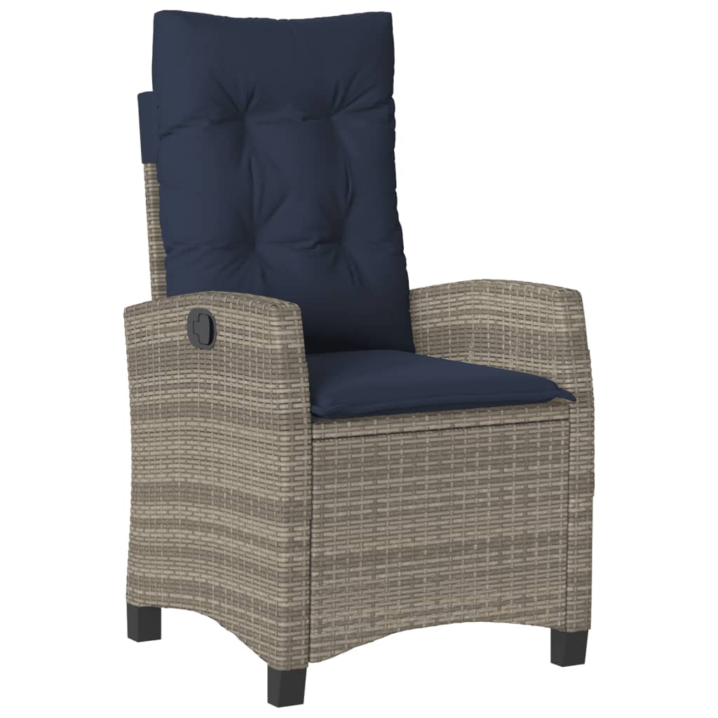 5 Piece Garden Dining Set with Cushions Grey Poly Rattan (US only)