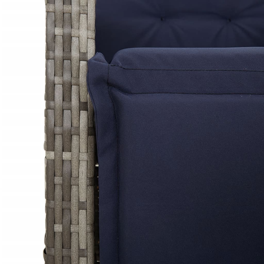 5 Piece Garden Dining Set with Cushions Grey Poly Rattan (US only)