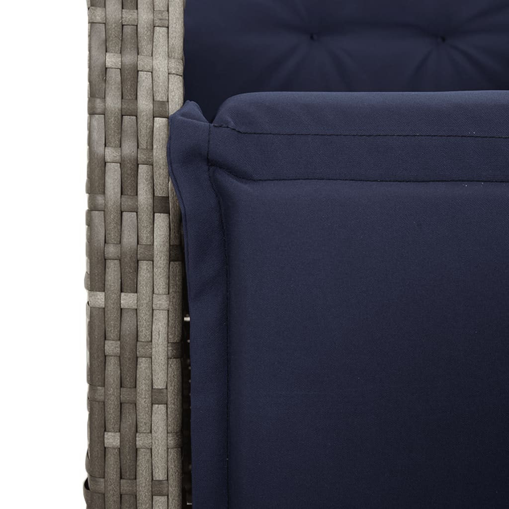7 Piece Garden Dining Set with Cushions Grey Poly Rattan (US only)