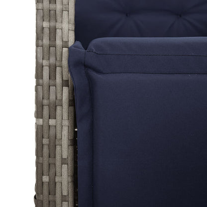 7 Piece Garden Dining Set with Cushions Grey Poly Rattan (US only)