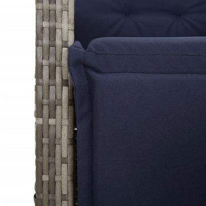 9 Piece Garden Dining Set with Cushions Grey Poly Rattan (US only)