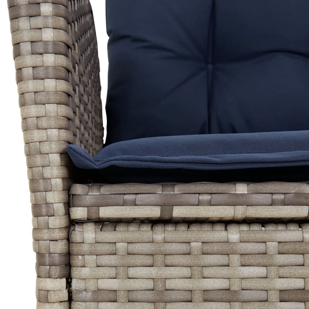 9 Piece Garden Dining Set with Cushions Grey Poly Rattan (US only)