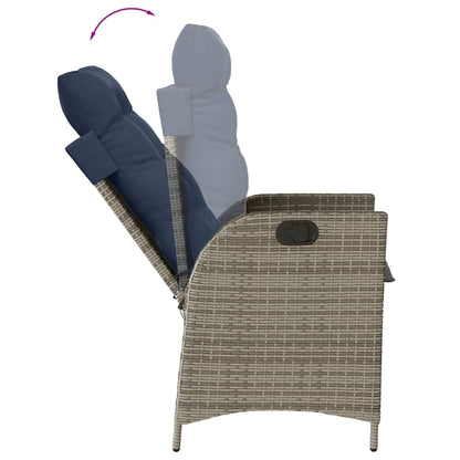 9 Piece Garden Dining Set with Cushions Grey Poly Rattan (US only)