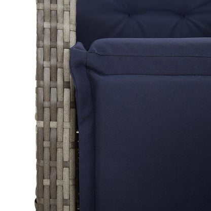 5 Piece Garden Dining Set with Cushions Grey Poly Rattan (US only)