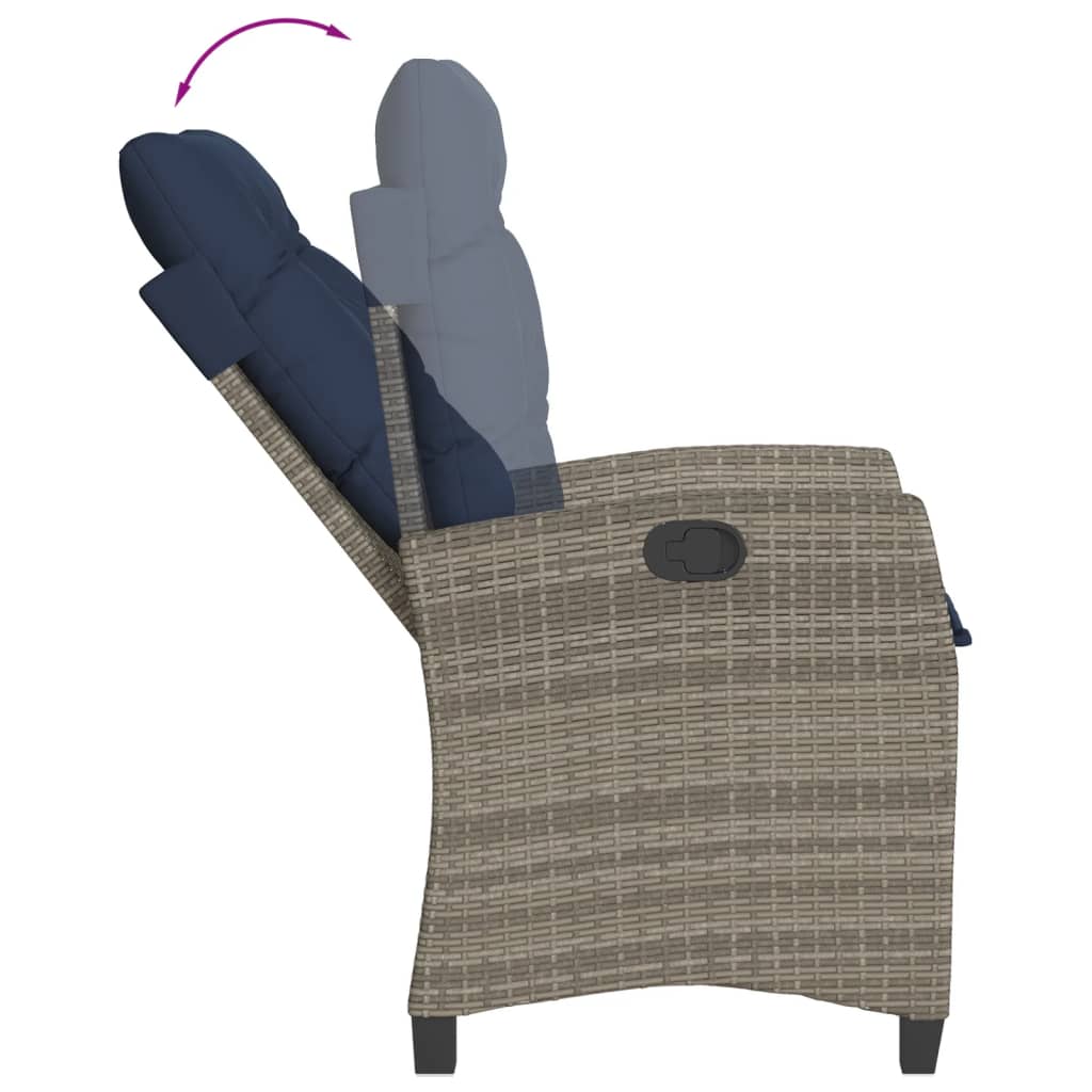 5 Piece Garden Dining Set with Cushions Grey Poly Rattan (US only)