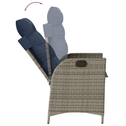 5 Piece Garden Dining Set with Cushions Grey Poly Rattan (US only)