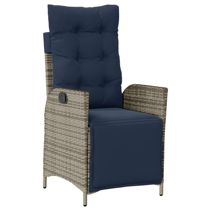 9 Piece Garden Dining Set with Cushions Grey Poly Rattan (US only)