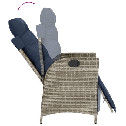 7 Piece Garden Dining Set with Cushions Grey Poly Rattan (US only)