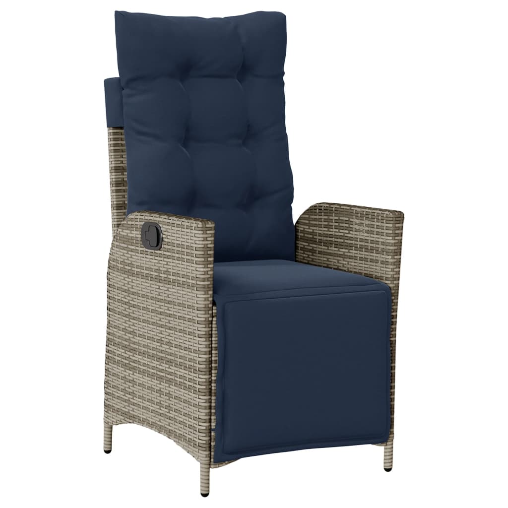 3 Piece Garden Dining Set with Cushions Grey Poly Rattan (US only)