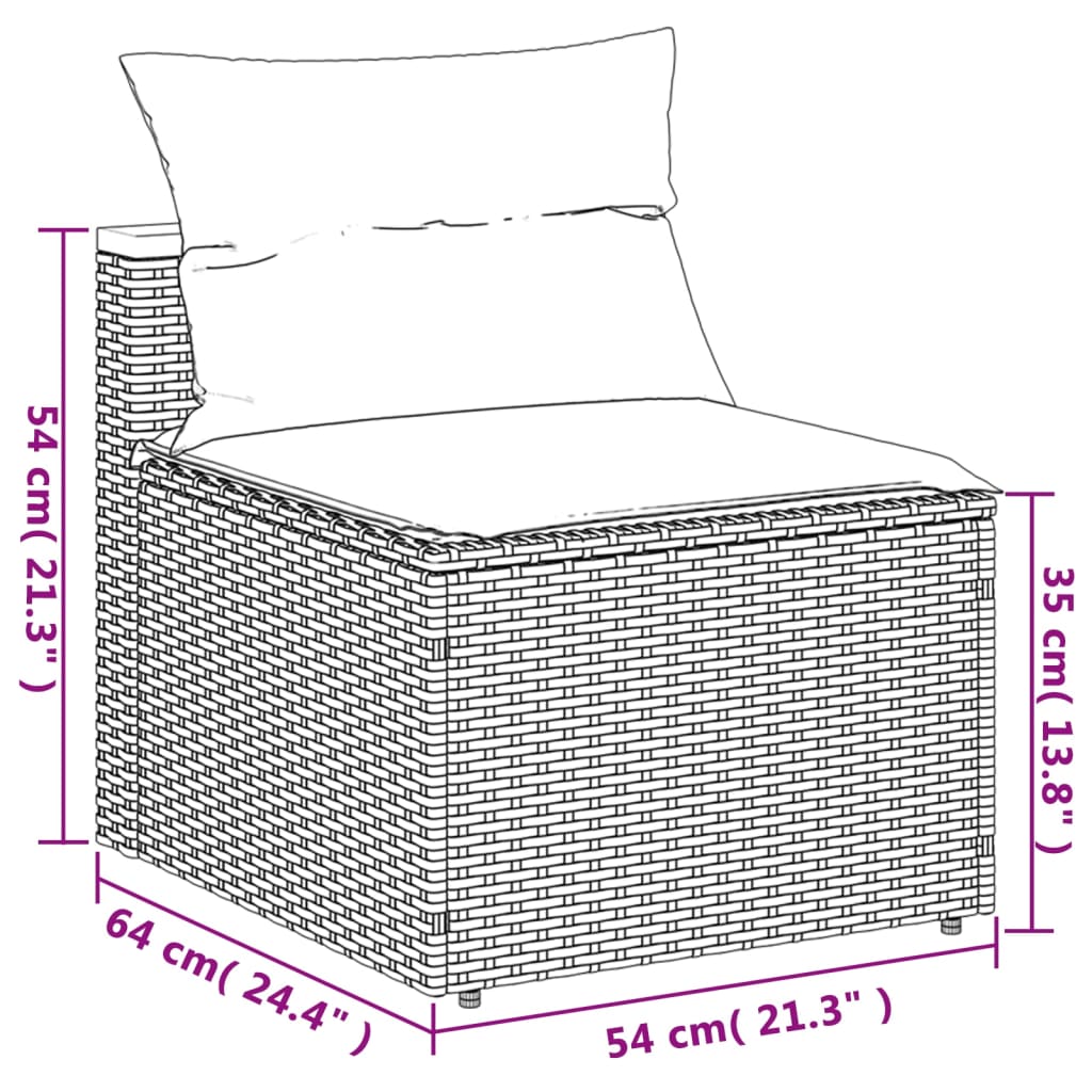 5 Piece Patio Sofa Set with Cushions Black Poly Rattan Acacia