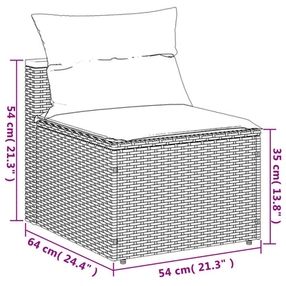 5 Piece Patio Sofa Set with Cushions Black Poly Rattan Acacia