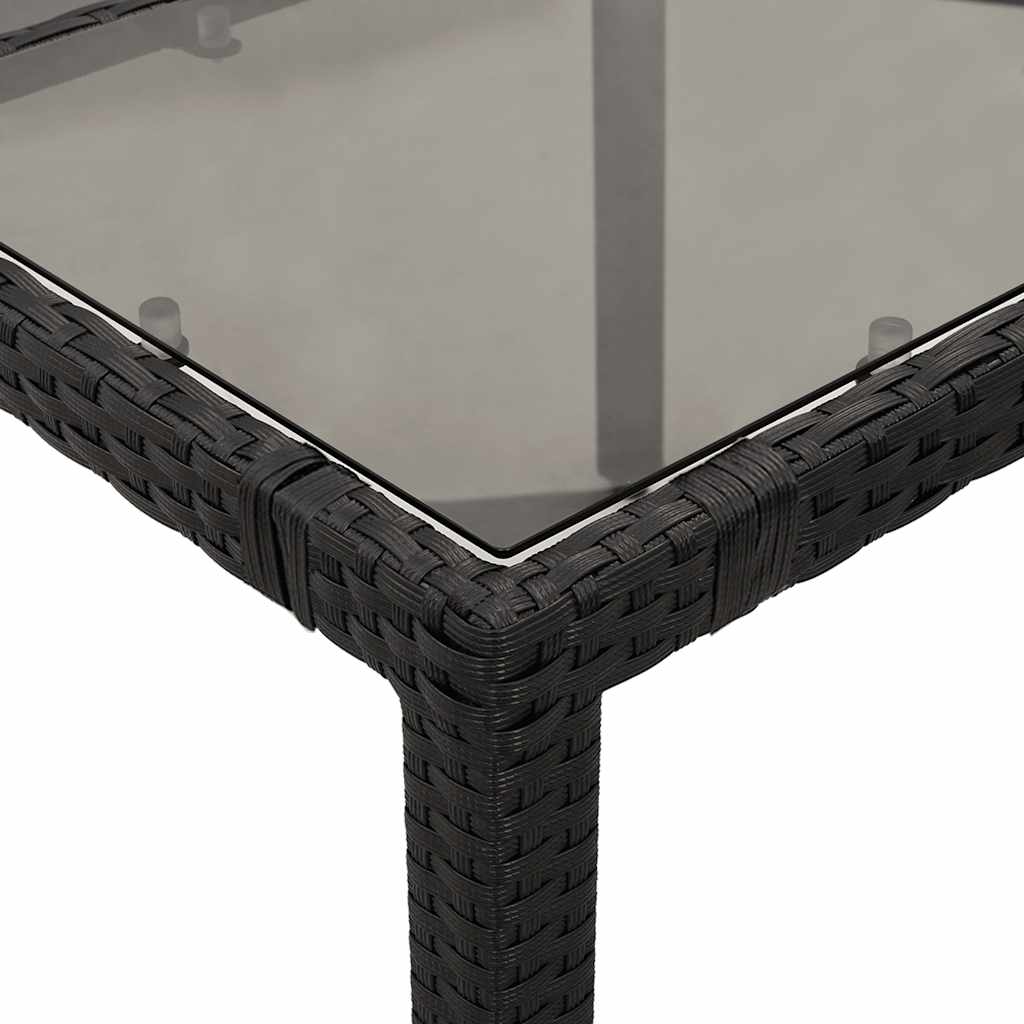 Garden Table | Black | PE Rattan | 90x90 cm | Sturdy | Garden Table