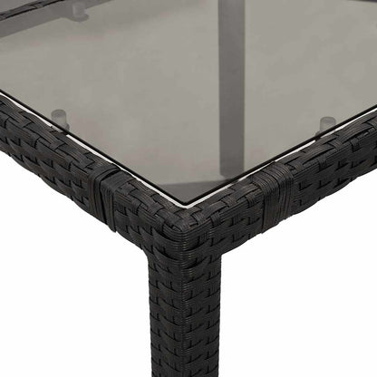 Garden Table | Black | PE Rattan | 90x90 cm | Sturdy | Garden Table