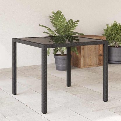 Garden Table | Black | PE Rattan | 90x90 cm | Sturdy | Garden Table