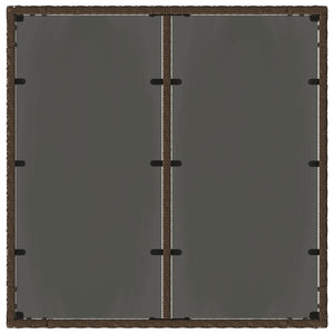 Garden Table with Glass Top Brown 90x90x75 cm Poly Rattan