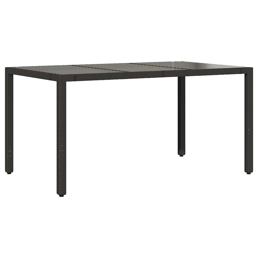 Garden Table | Black | Poly Rattan, Tempered Glass, Powder-Coated Steel