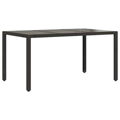 Garden Table | Black | Poly Rattan, Tempered Glass, Powder-Coated Steel
