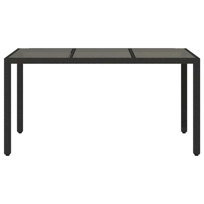 Garden Table | Black | Poly Rattan, Tempered Glass, Powder-Coated Steel