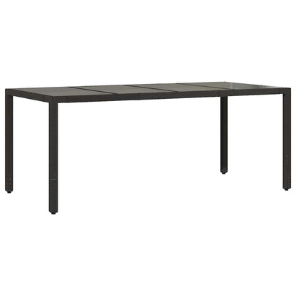 Garden Table | Black | Poly Rattan, Powder-Coated Steel, Tempered Glass