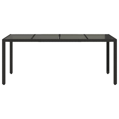 Garden Table | Black | Poly Rattan, Powder-Coated Steel, Tempered Glass
