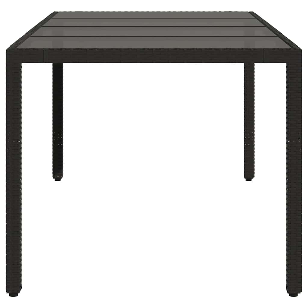 Garden Table | Black | Poly Rattan, Powder-Coated Steel, Tempered Glass