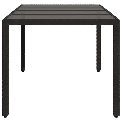 Garden Table | Black | Poly Rattan, Powder-Coated Steel, Tempered Glass