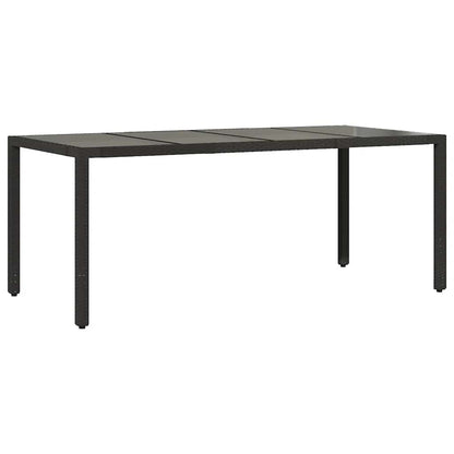 Garden Table | Black | Poly Rattan, Powder-Coated Steel, Tempered Glass