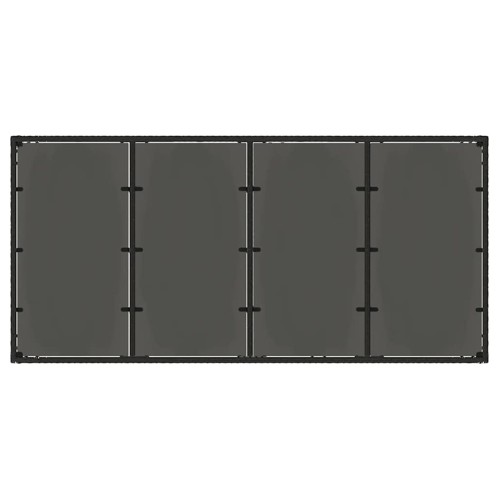 Garden Table | Black | Poly Rattan, Powder-Coated Steel, Tempered Glass