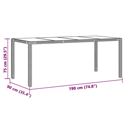 Garden Table | Black | Poly Rattan, Powder-Coated Steel, Tempered Glass