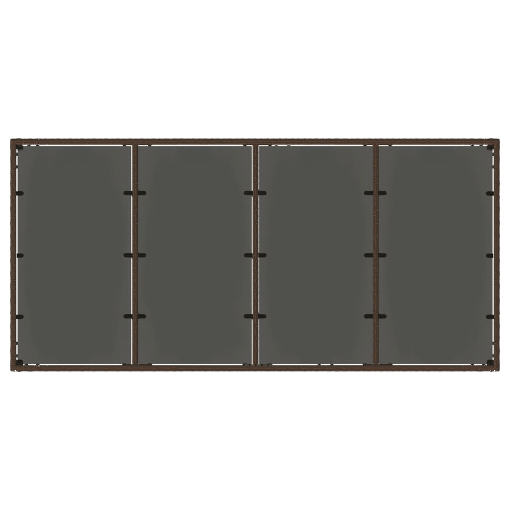 Garden Table with Glass Top Brown 190x90x75 cm Poly Rattan