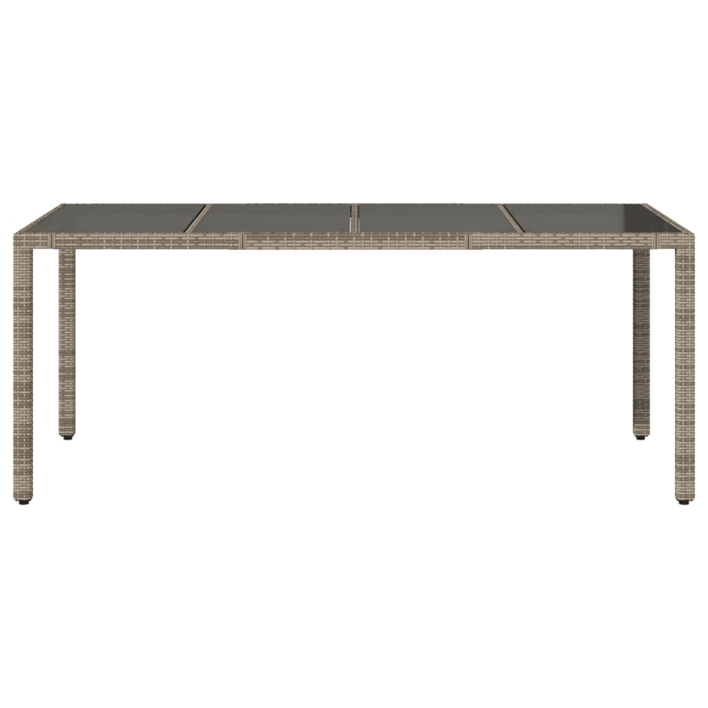Garden Table | Grey | PE rattan, powder-coated steel, tempered glass