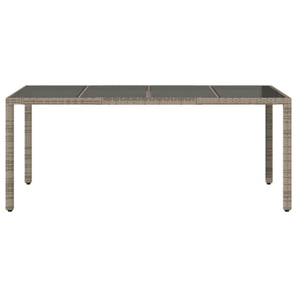 Garden Table | Grey | PE rattan, powder-coated steel, tempered glass