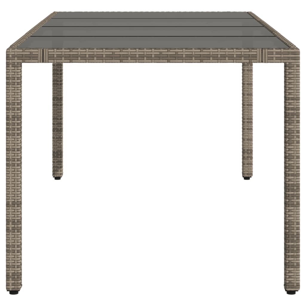 Garden Table | Grey | PE rattan, powder-coated steel, tempered glass
