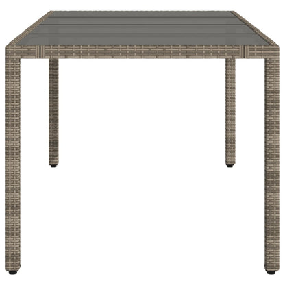 Garden Table | Grey | PE rattan, powder-coated steel, tempered glass