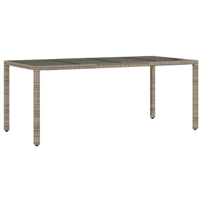 Garden Table | Grey | PE rattan, powder-coated steel, tempered glass
