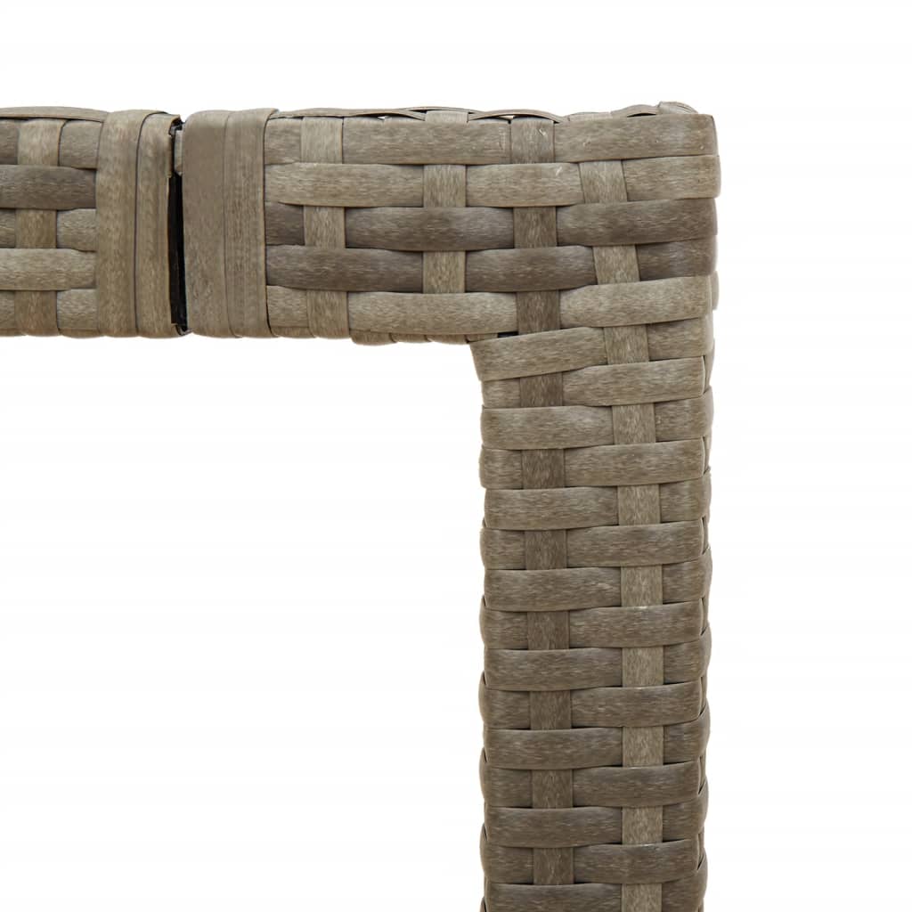 Garden Table | Grey | PE rattan, powder-coated steel, tempered glass