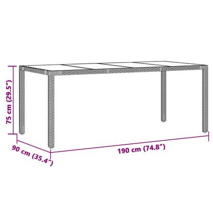 Garden Table | Grey | PE rattan, powder-coated steel, tempered glass